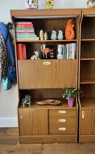 Vintage Mid Century Seventies Schreiber Drinks Cabinet Wall Unit Cupboard Teak - Picture 1 of 15