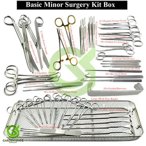 Basic Minor Surgery Kit Steel Box Surgical Instruments Veterinary Dissection Set - Picture 1 of 20