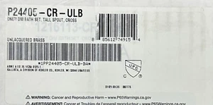NEW! Kohler One DM Bath Set, Tall Spout, Cross Handle (P24405-CR-ULB) - Picture 1 of 3