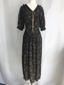 Vestido de Colección Años 80 Oro Detalle Secretay Midi Dorado Marrón Mangas Cortas q10 - Imagen 1 de 12