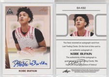 2021-22 Leaf Memories 1990 Base Auto Kobe Bufkin #BA-KB2 Auto