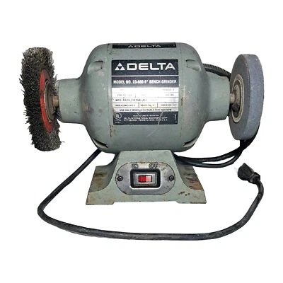 Amoladora de banco Delta de 6 pulgadas modelo 23-680 potente usada de colección Foto 1 de 4