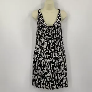 DVF Diane von Furstenberg Tadd Two Love Block abito scoop cappuccio nero bianco nuovo 6 - Foto 1 di 5