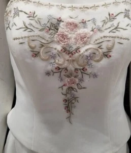 OLEG CASSINI Ivory Size 12 Sleeveless Wedding Dress Gown - New - Picture 1 of 5