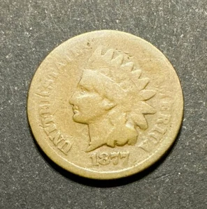 1877 Indian Head Cent Wonderful Problem Free Nice Original Rare KEY DATE f960 - Picture 1 of 2