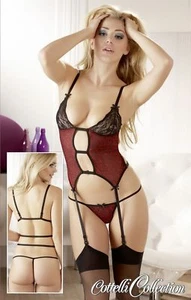 Cott. DAMEN Erotik Dessous Strapshemd TRANSPARENT Spitze String Rückenfrei in L - Bild 1 von 5