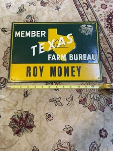 VINTAGE TEXAS FARM BUREAU SIGN MEW OLD STOCK - Picture 1 of 3