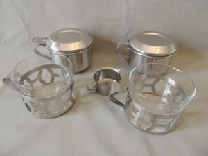 Coffee- tea set 2 glasses Duralex with holders & 2 stainless steel 18/8 infusers - Picture 1 of 23