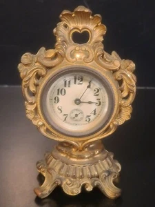 Antique SOLID CAST BRASS Art Nouveau Shelf Clock Ornate Mantle (NOT WORKING) - Picture 1 of 9