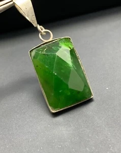 Nefrite Faceted Pandent With Silver 925 - Picture 1 of 5
