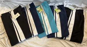 5 Pair Black Navy Aqua Striped Athletic Sporty Pants Joggers For Girls Size 6/6X - Picture 1 of 9