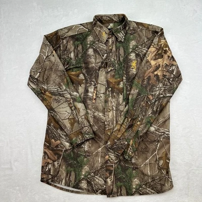 Browning Wasatch Mens Medium Camo Long Sleeve Hunting Fishing Button Up Shirt - Image 1 of 4