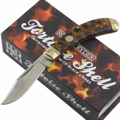 Rough Ryder Bow Trapper Folding Knife Imitation Tortoise Shell Handle RR2442 - Image 1 of 4