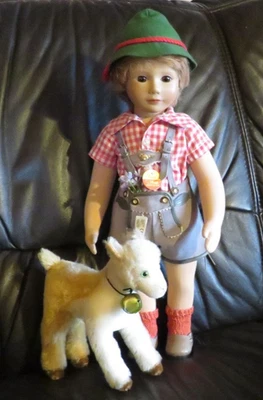 Steiff Puppe Peter mit Ziege 47 cm gross lim. beide mit  703096 00275/600 sauber - Bild 1 von 4