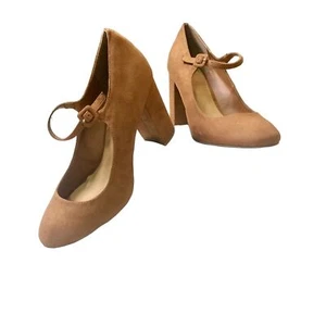NWT BAMBOO Camellia Style Mary Jane Pump Heels in Camel Tan Suede Women's SZ 10 - Picture 1 of 11