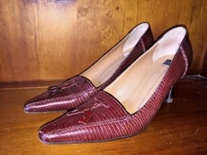ANNE KLEIN Alligator Pumps LEATHER Kitten High Heels Women Shoe Sz 7.5 N 👠b1 - Picture 1 of 9