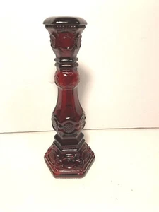 VINTAGE AVON 1876 DEEP RUBY RED CAPE COD COLLECTION CANDLESTICK - Picture 1 of 12