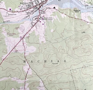 Map Machias Maine USGS 1977 Topographic Geological 1:24000 27x22" TOPO15 - Picture 1 of 3