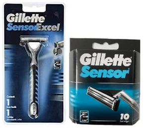 Gillette Sensor Excel Razor Handle + 10 Sensor Refill Cartridges - Picture 1 of 1