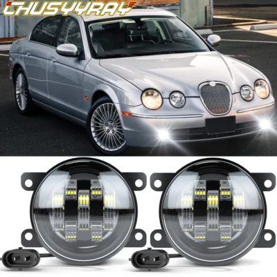 For Jaguar S-Type 2004 2005-2008 DOT LED Fog Lights Bumper Lamps Black 2Pcs - Image 1 of 4