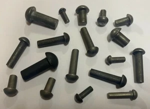 50 No, cabeza de copa, remache de acero sólido, diapositiva de 1/4"" X 1/2"" de largo." - Imagen 1 de 2