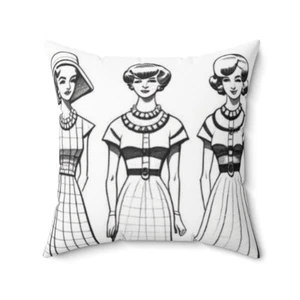 Spun Polyester Square Pillow, Classy Ladies, Black and White - Picture 1 of 13