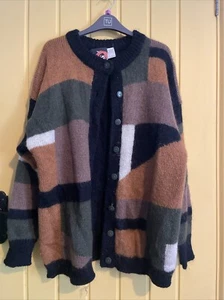 Vintage Oversized Mohair Patchwork Cardigan Size Small - Picture 1 of 4