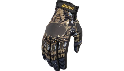 NUEVO ICON 3301-4647 Guantes Hooligan Daytripper-Marrón/Negro/Azul-Pequeños-MOTOCICLETA Foto 1 de 4