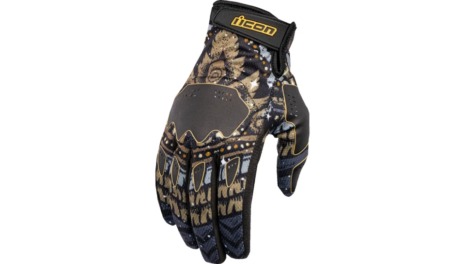 NUEVO ICON 3301-4647 Guantes Hooligan Daytripper-Marrón/Negro/Azul-Pequeños-MOTOCICLETA Foto 1 de 4