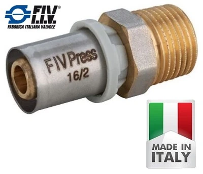 F.I.V. SE NON DISPONIBILE MARCA EQUIVALENTE RACCORDO DIRITTO NIPLES MASCHIO A PRESSARE A PINZARE PER TUBO MULTISTRATO ACQUA