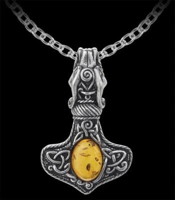 Alchemy Halskette - Amber Dragon Thorhammer - Mjölnir Wikinger Odin - Bild 1 von 3