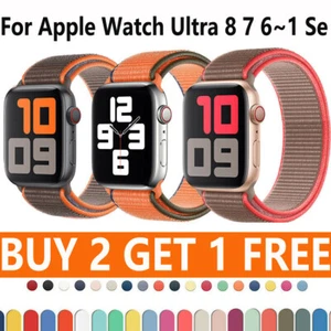 Correa de nailon para Apple Watch Series Ultra 8 7 6 SE correa pulsera accesorios bucle - Imagen 1 de 135