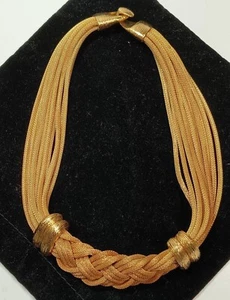 Vintage Signed RRD Ron Rizzo Statement Gold Tone 12 Strand Woven Mesh Necklace - Picture 1 of 4