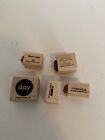 Stampin Up! Mini 2006 Set Of 5 Wood Mount Rubber Stamps Words Candle