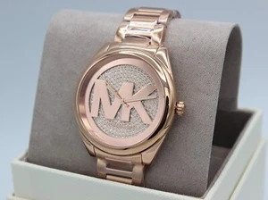 NEW AUTHENTIC MICHAEL KORS JANELLE ROSE GOLD CRYSTALS PAVE WOMEN'S MK7312 WATCH - Picture 1 of 13