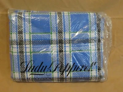 New Vintage Lady Pepperell Cal California King Fitted Sheet Blue & White Plaid - Image 1 of 4