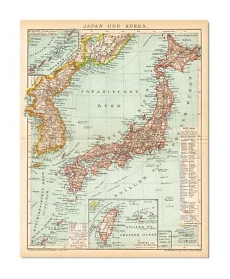 Корея Тайвань Формоза Япония оригинальная карта 1894 앜국 中華民國 - Изображение 1 из 4