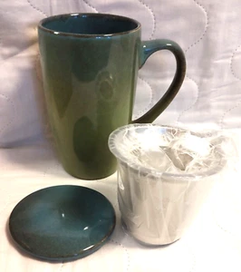 Pisten Homme Tea Cup Mug With Loose Leaf Steeping Strainer 18 Oz Green - Picture 1 of 5