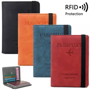 Custodia carta d'identità blocco RFID copertura pelle pu supporto passaporto da viaggio sottile US VELOCE - Foto 1 di 37