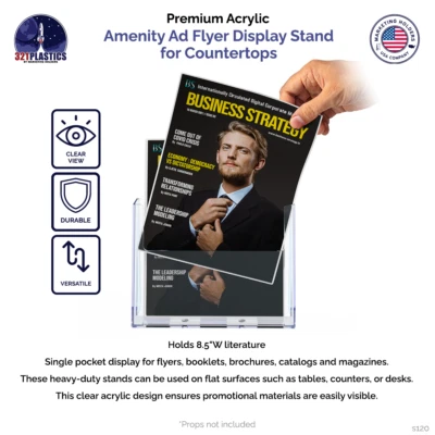 Soportes de marketing 8,5" de ancho x 11" soporte de catálogo de revistas exhibición de folletos de encimera Foto 1 de 4