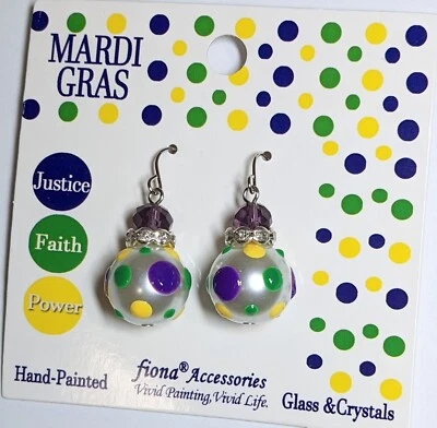 Mardi Gras女士路易斯安那州新奥尔良节日吊坠耳环 — 第 1/4 张图片