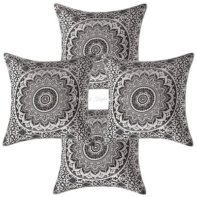 Funda Cojín Gris Mandala Gitana Hecha a Mano Boho Tribal Étnica Hippie Almohada Foto 1 de 4