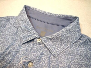 Camisa de golf Hickey Freeman de tela de rendimiento patrón floral nueva con etiquetas L $94 azul claro - Imagen 1 de 12