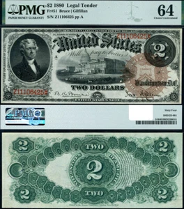 FR. 51 $2 1880 Legal Tender Choice PMG CU64 - Picture 1 of 3