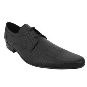 Hombre Ikon Original Cuero Negro Buckler Tejido Winklepicker Mod Zapato - Imagen 1 de 5