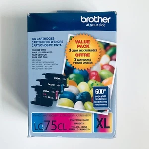 9/2022 Genuine Brother LC75CL XL Cyan Magenta Yellow High Yield Ink Cartridges - Picture 1 of 4