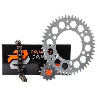 Primary Drive Alloy Kit & X-Ring Chain Silver Rear Sprocket For KTM 144 SX Foto 1 de 2