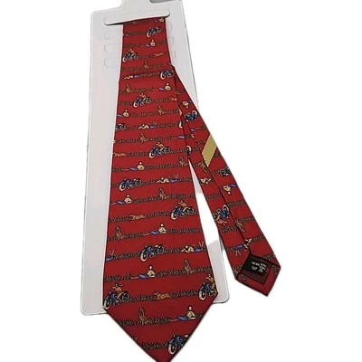 Corbata Salvatore Ferragamo de colección 100 % seda Dod Humans patrón de bicicleta Italia 3 5/8" con Foto 1 de 4