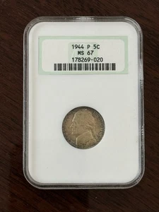 1944-P Jefferson Nickel 5C MS67 NGC Silver War Issue - Picture 1 of 4