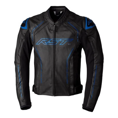 RST 2977 S1 Leather Motorcycle Jacket Size UK 40 / Eur 50 - Black/Grey/Neo Blue - Image 1 of 2